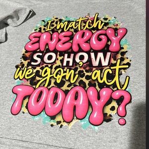 Gildan Gray Tee with Pink and Yellow Graphic